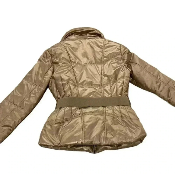 New York & Company Women’s Coat Gold Beige Puffer Jacker Sz. XS Has Belt - Picture 3 of 10